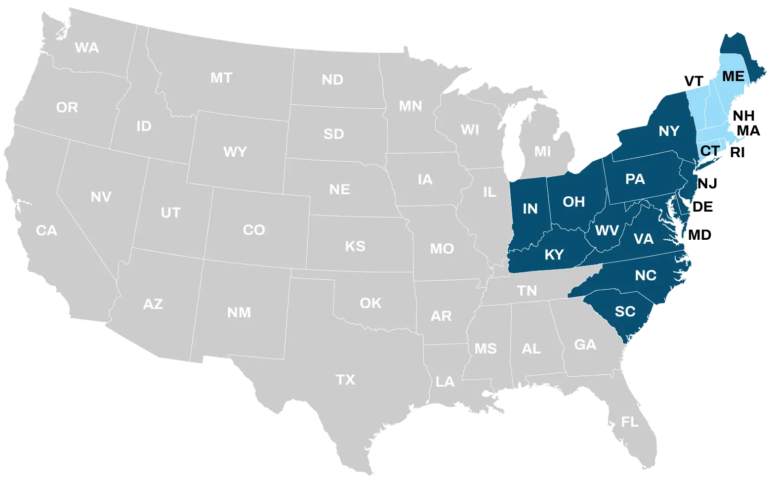 Shipping zones map
